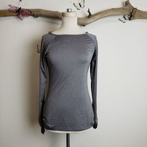 Gaiam gray long sleeve performance yoga tee